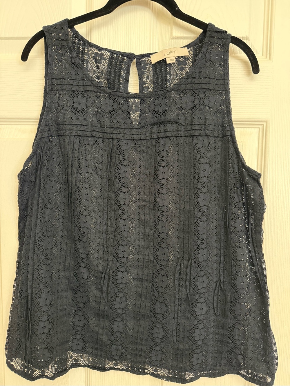 LOFT Navy Lace Sleeveless Camisole